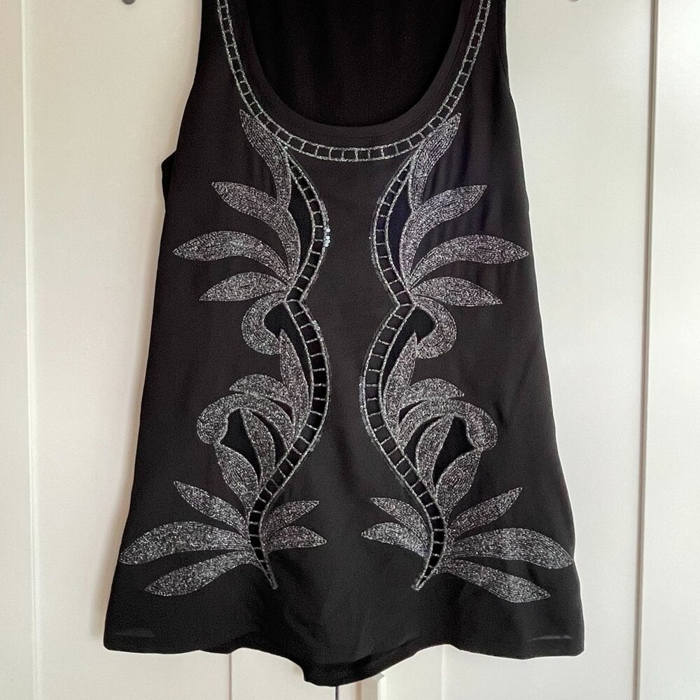 Express Black Tank Top Embellished